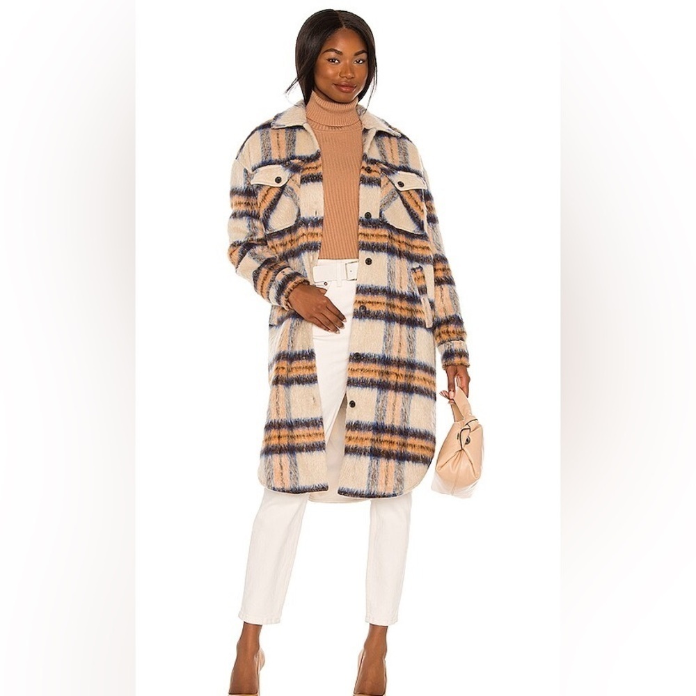 SAYLOR Tieghan Coat in Multi Mohair Plaid SzL